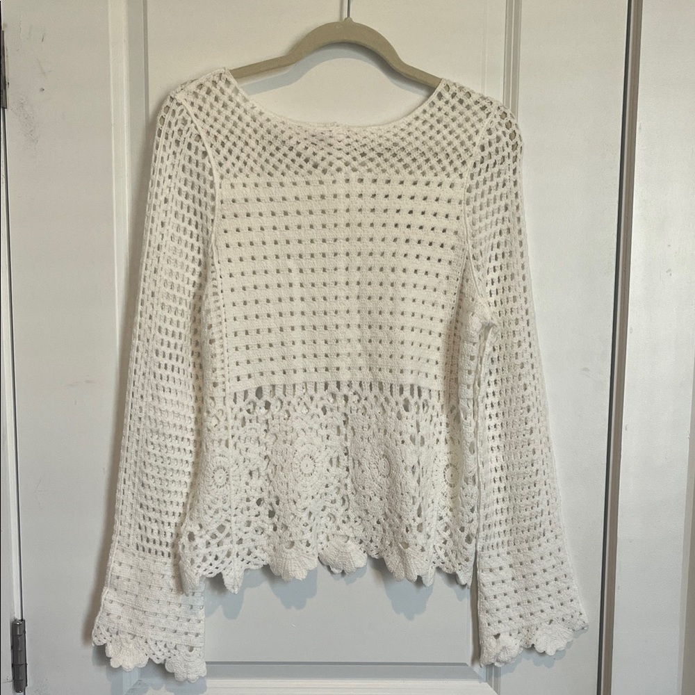 Pink Lily White Crochet Blouse